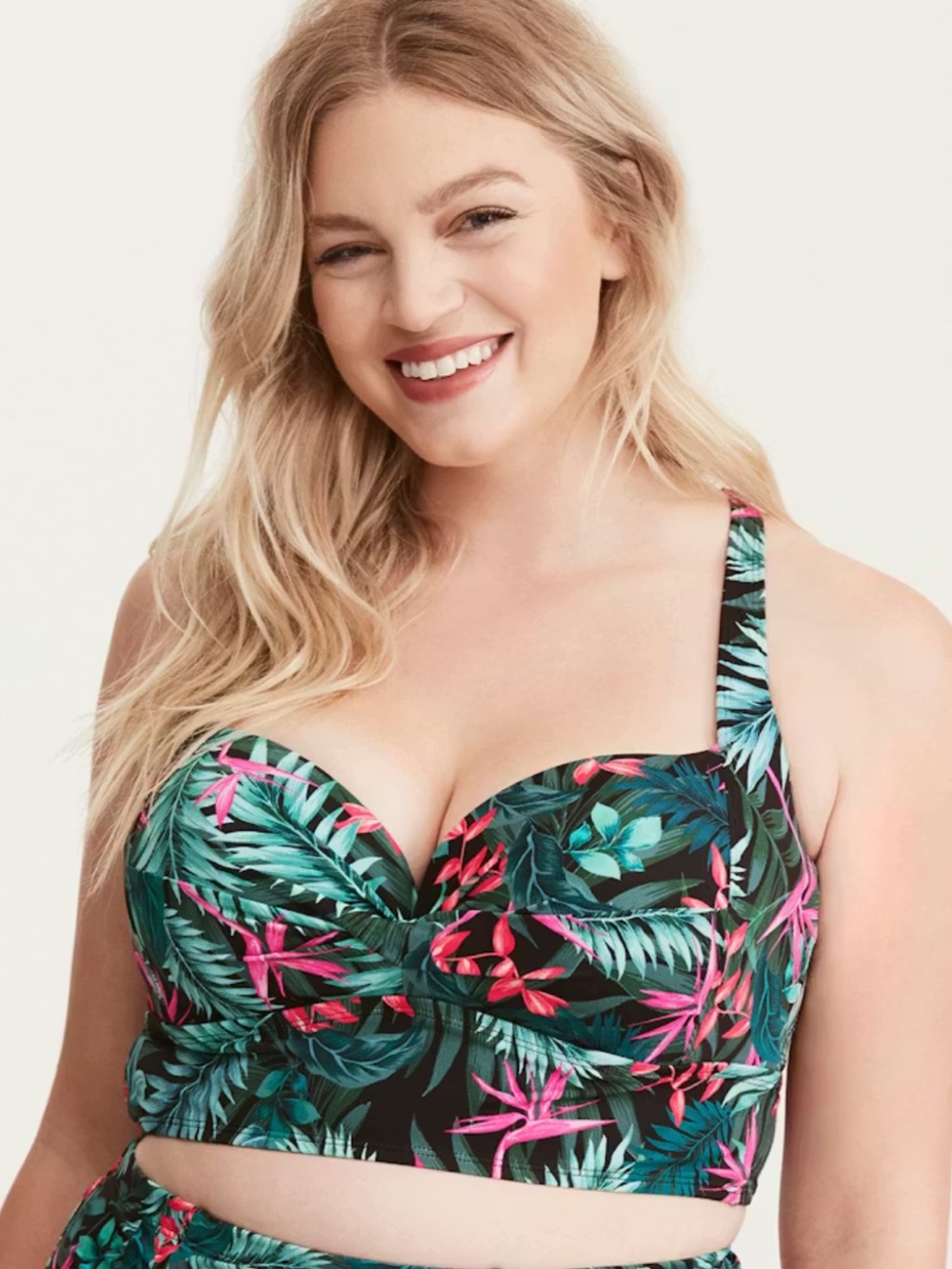 Torrid Tropical Leaf UnderWire Swim Top Adjustable Straps Size 5/5X